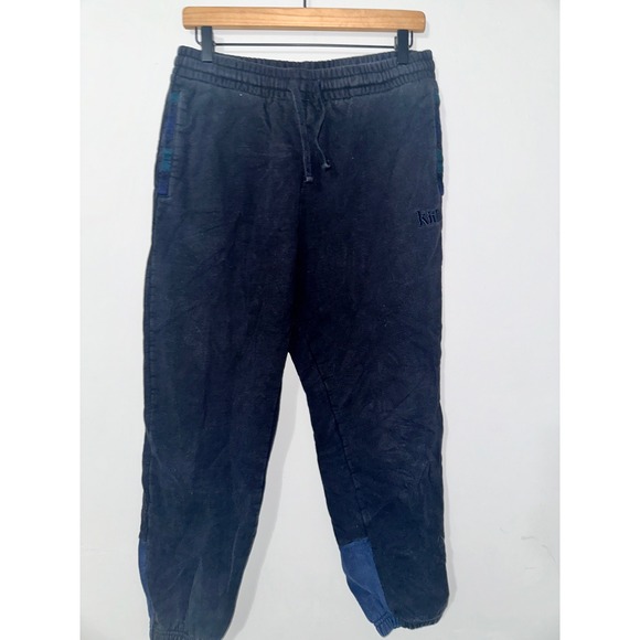 KITH Mens Sweatpants Joggers Size S Black Plaid Patch Logo Cotton Casual - Picture 1 of 7
